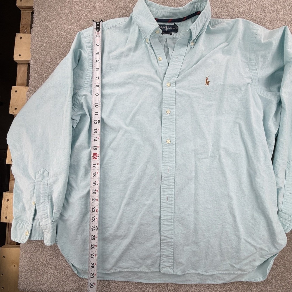 Vintage Ralph Lauren Oxford Shirt Mens XL Classic Fit‎ Light Blue Flesh Pony - Picture 4 of 6